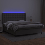 Giroletto Molle con Materasso e LED Grigio 180x200cm Similpelle