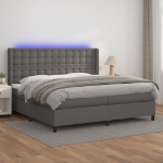 Giroletto Molle con Materasso e LED Grigio 200x200cm Similpelle