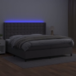 Giroletto Molle con Materasso e LED Grigio 200x200cm Similpelle