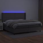 Giroletto Molle con Materasso e LED Grigio 200x200cm Similpelle