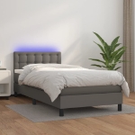 Giroletto Molle con Materasso e LED Grigio 90x200cm Similpelle