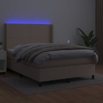 Giroletto Molle Materasso e LED Cappuccino 140x190cm Similpelle