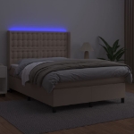 Giroletto Molle Materasso e LED Cappuccino 140x190cm Similpelle