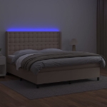 Giroletto Molle Materasso e LED Cappuccino 160x200cm Similpelle