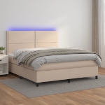 Giroletto Molle Materasso e LED Cappuccino 160x200cm Similpelle