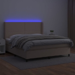 Giroletto Molle Materasso e LED Cappuccino 160x200cm Similpelle