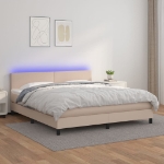 Giroletto Molle Materasso e LED Cappuccino 180x200cm Similpelle