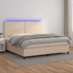 Giroletto Molle Materasso e LED Cappuccino 200x200cm Similpelle