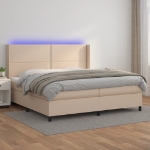 Giroletto Molle Materasso e LED Cappuccino 200x200cm Similpelle