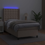 Giroletto Molle Materasso e LED Cappuccino 90x190 cm Similpelle