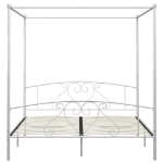 Letto a Baldacchino Bianco in Metallo 180x200 cm