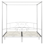 Letto a Baldacchino Bianco in Metallo 200x200 cm