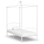 Letto a Baldacchino Bianco in Metallo 90x200 cm