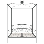 Letto a Baldacchino Grigio in Metallo 140x200 cm