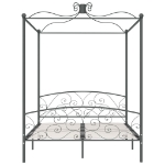 Letto a Baldacchino Grigio in Metallo 160x200 cm