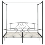 Letto a Baldacchino Grigio in Metallo 180x200 cm