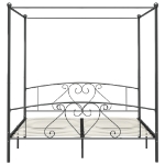 Letto a Baldacchino Grigio in Metallo 200x200 cm