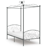 Letto a Baldacchino Grigio in Metallo 90x200 cm