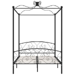 Letto a Baldacchino Nero in Metallo 120x200 cm