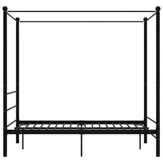 Letto a Baldacchino Nero in Metallo 140x200 cm