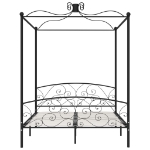 Letto a Baldacchino Nero in Metallo 180x200 cm