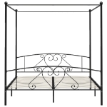 Letto a Baldacchino Nero in Metallo 180x200 cm