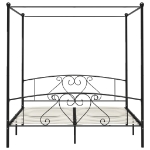 Letto a Baldacchino Nero in Metallo 200x200 cm