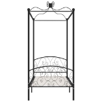 Letto a Baldacchino Nero in Metallo 90x200 cm