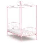 Letto a Baldacchino Rosa in Metallo 100x200 cm