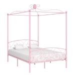 Letto a Baldacchino Rosa in Metallo 120x200 cm