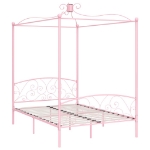 Letto a Baldacchino Rosa in Metallo 120x200 cm