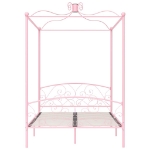 Letto a Baldacchino Rosa in Metallo 120x200 cm