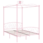 Letto a Baldacchino Rosa in Metallo 140x200 cm