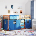 Letto a Castello senza Materasso Blu 90x190cm Massello Pino