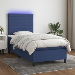 Letto a Molle con Materasso e LED Blu 100x200cm in Tessuto