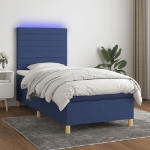 Letto a Molle con Materasso e LED Blu 100x200cm in Tessuto