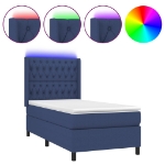 Letto a Molle con Materasso e LED Blu 100x200cm in Tessuto