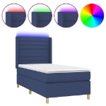 Letto a Molle con Materasso e LED Blu 100x200cm in Tessuto