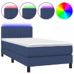 Letto a Molle con Materasso e LED Blu 100x200cm in Tessuto