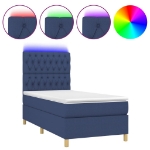 Letto a Molle con Materasso e LED Blu 100x200cm in Tessuto