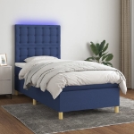 Letto a Molle con Materasso e LED Blu 100x200cm in Tessuto