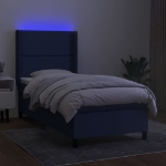 Letto a Molle con Materasso e LED Blu 100x200cm in Tessuto