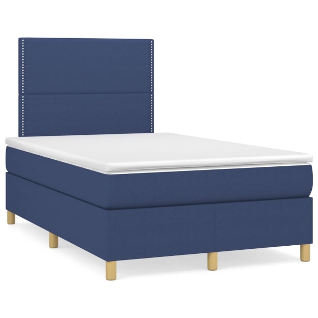 Letto a Molle con Materasso e LED Blu 120x190 cm in Tessuto