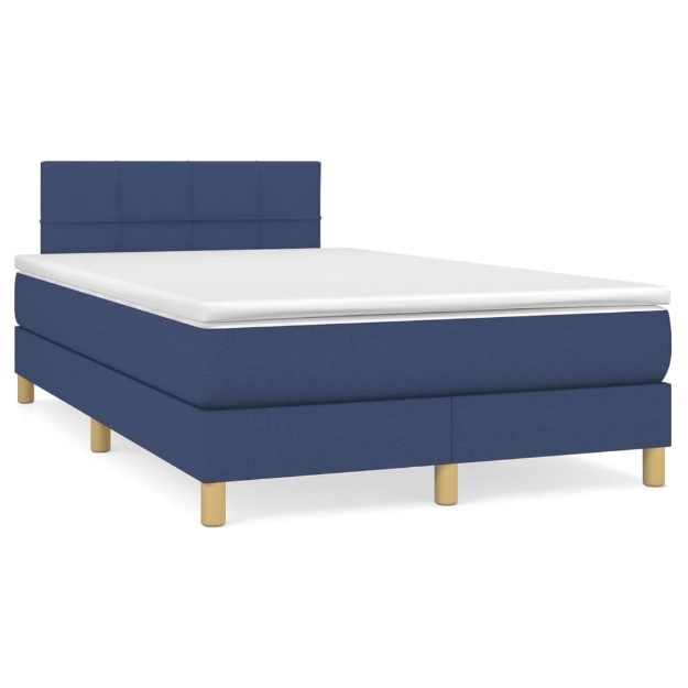 Letto a Molle con Materasso e LED Blu 120x190 cm in Tessuto