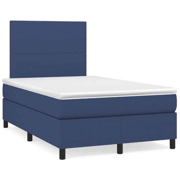 Letto a Molle con Materasso e LED Blu 120x190 cm in Tessuto