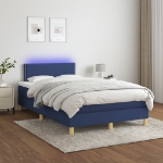 Letto a Molle con Materasso e LED Blu 120x200cm in Tessuto