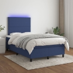 Letto a Molle con Materasso e LED Blu 120x200cm in Tessuto