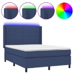 Letto a Molle con Materasso e LED Blu 140x190 cm in Tessuto