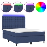 Letto a Molle con Materasso e LED Blu 140x190 cm in Tessuto