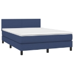 Letto a Molle con Materasso e LED Blu 140x190 cm in Tessuto